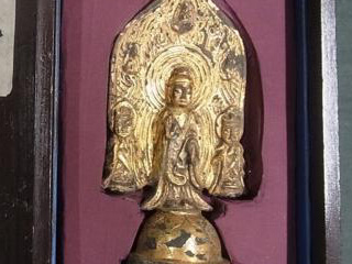 光背漢文刻 鍍金銅仏三尊