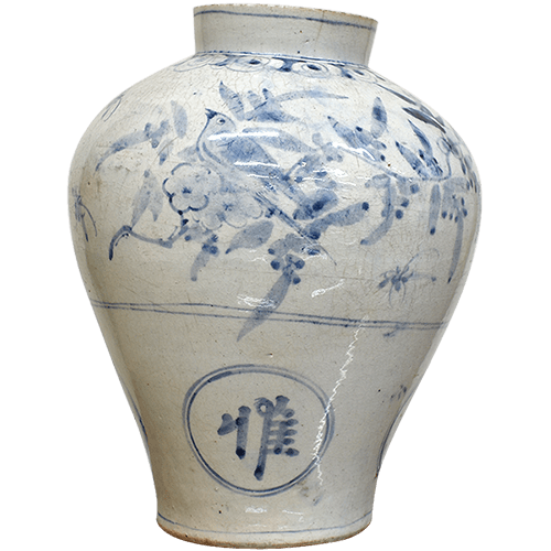 李朝花鳥文壺